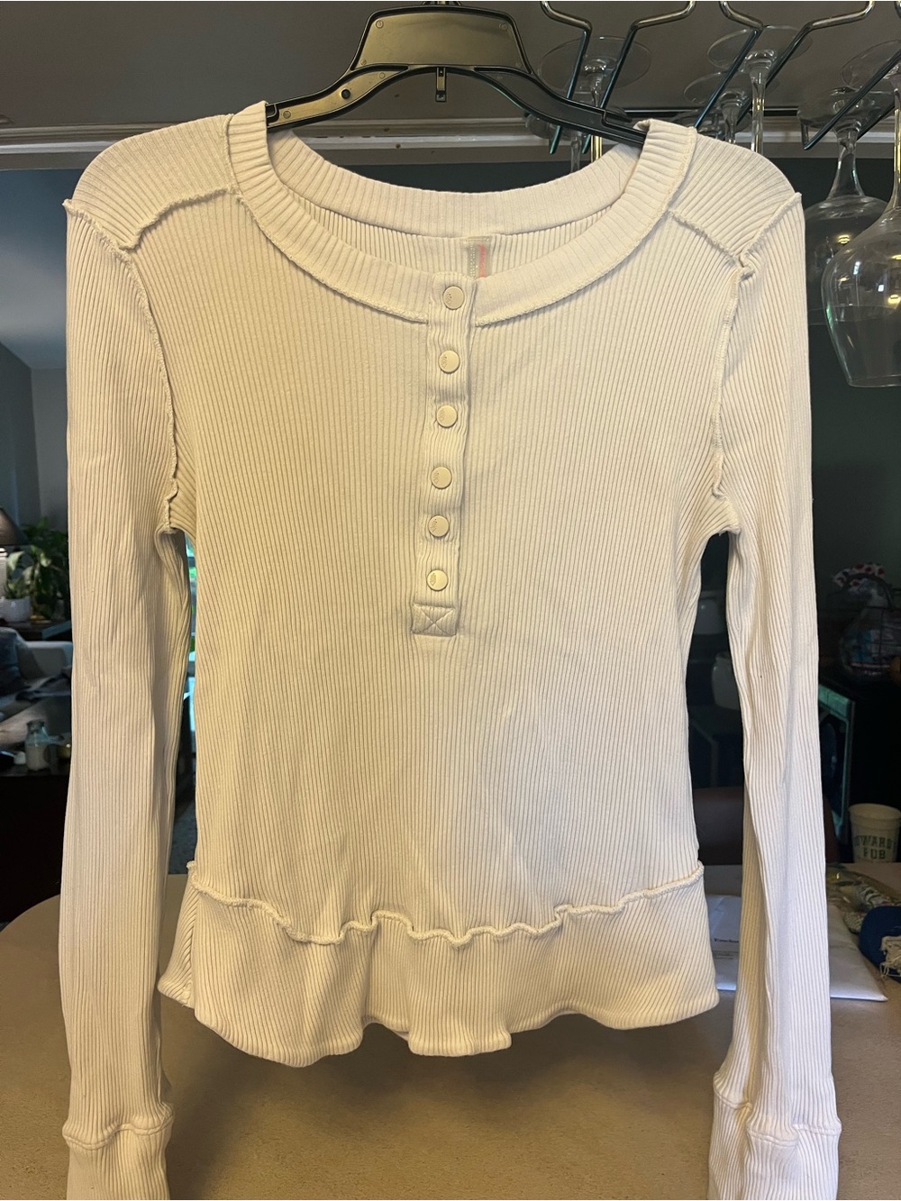 FREE PEOPLE MOVEMENT CREAM COLORED HENLEY
